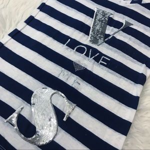 Victoria's Secret | Tops | Victorias Secret Blue White Vs Love Me